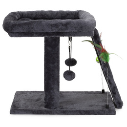 Drapak dla kota, dwa poziomy, legowisko z drabinką i sizalem do drapania, grafitowy