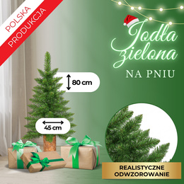 Choinka na pniu 80 cm premium sztuczna jodła zielona