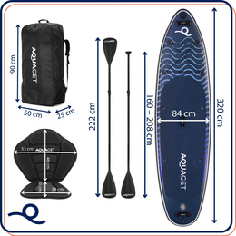 Deska pompowana do pływania SUP 320 cm z siedziskiem paddleboard z wyposażeniem
