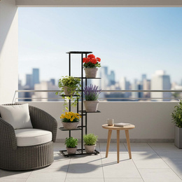 Kwietnik metalowy 6 półek stojak na rośliny 106 cm pionowy, czarny