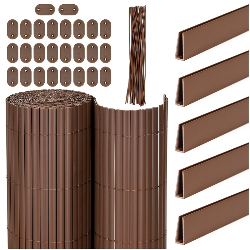 Osłona PVC maskująca 500x160 cm, profile zestaw na balkon, taras, ogrodzenie brązowe