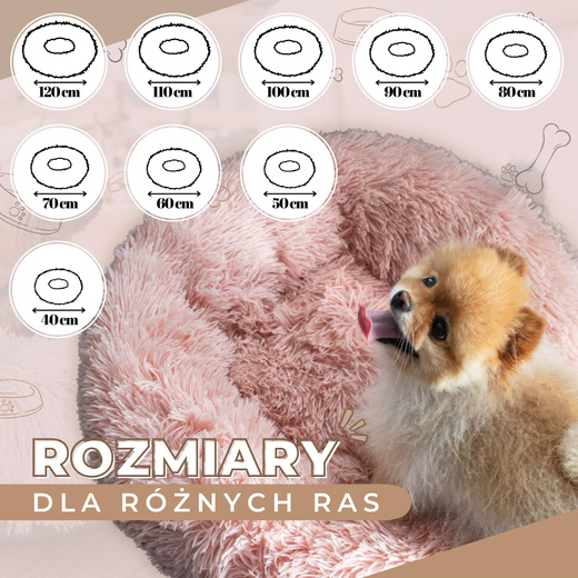 Legowisko dla psa, kota 70cm, pluszowe posłanie brudny róż
