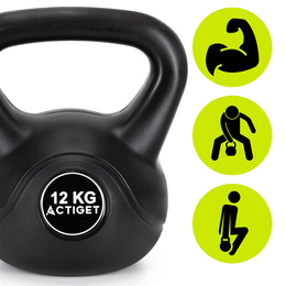 Kettlebell 12 kg odważnik, hantla do ćwiczeń ABS kula do treningu siłowego, czarny