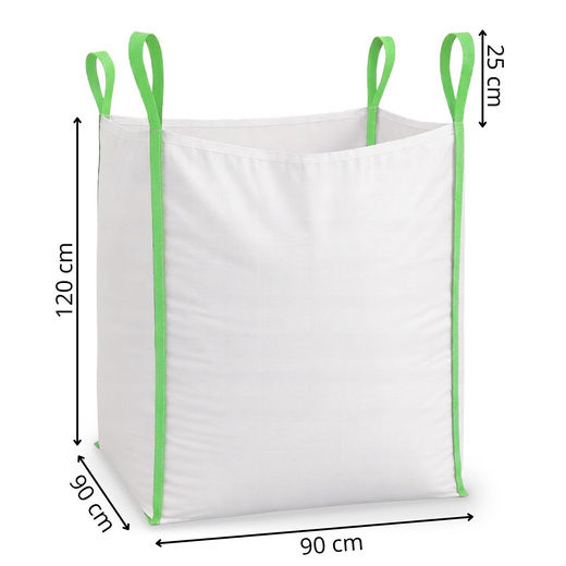 Big Bag worek 1000 kg mocny na gruz 120x90x90 cm kontener z uchwytami biały