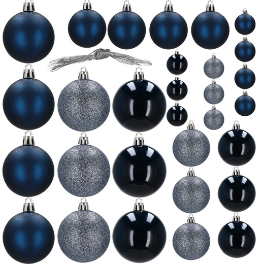 Bombki choinkowe 30 szt. ozdoby świąteczne granatowy