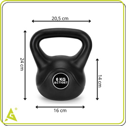 Kettlebell 6 kg odważnik, hantla do ćwiczeń ABS kula do treningu siłowego, czarny