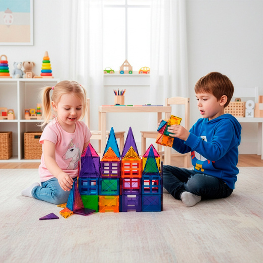 Klocki magnetyczne 3D zestaw 48 szt. klocki konstrukcyjne dla dzieci, kolorowe