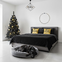 Choinka sztuczna 180 cm jodła czarna nowoczesna, ze stojakiem