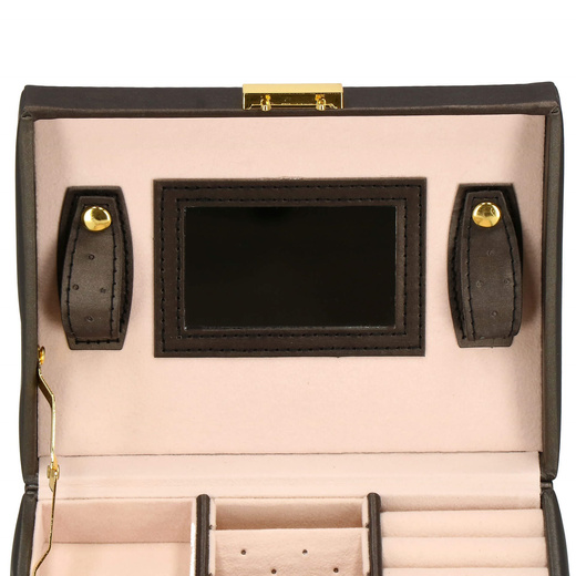 Szkatułka na biżuterię ekoskóra 17,5x14x12,5 cm brązowy organizer z przegródkami