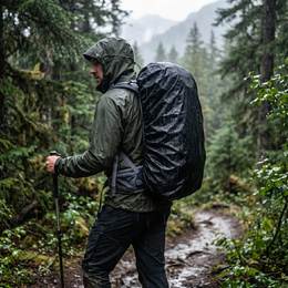 Plecak turystyczny 60 L trekkingowy wielofunkcyjny z gwizdkiem granatowy
