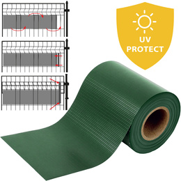 Taśma ogrodzeniowa i klipsy mocujące 20 szt. PVC 35 m x 19 cm 450 g/m2 ciemna zieleń