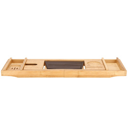 Półka na wannę regulowana 75-110,5 cm, nakładka bambusowa