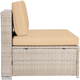 Meble ogrodowe zestaw modułowy technorattan stolik kawowy i 6 modułów beżowy