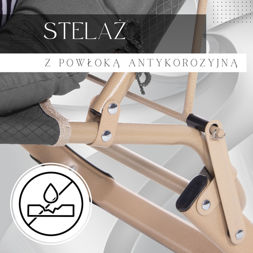 Leżak składany, metalowy zero gravity regulowana, leżanka ogrodowa szara