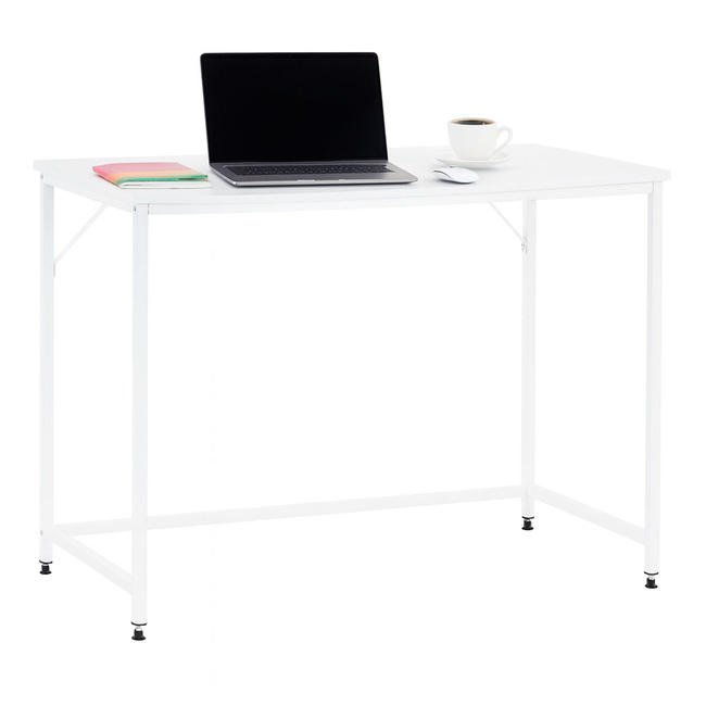 Biurko komputerowe nowoczesne 100x50x76 cm stolik loft industralny biały