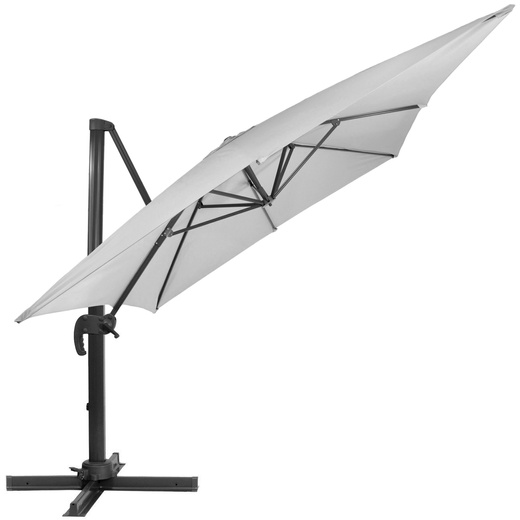 Parasol ogrodowy XXL na wysięgniku 500 cm z pokrowcem na balkon, taras jasnoszary