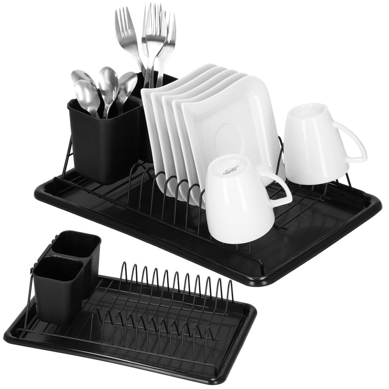 Suszarka metalowa do naczyń i sztućców 24x37,5x12,5 cm ociekacz czarny