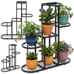 Kwietnik metalowy, stojący 79 cm regał na rośliny 5 poziomów, loft, czarny