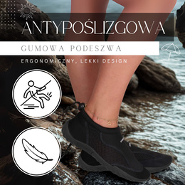 Buty do wody, szybkoschnące buty na plaże rozm. 43 czarne
