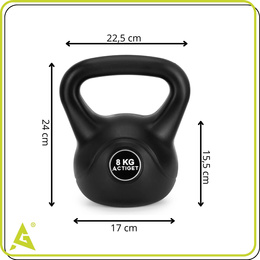 Kettlebell 8 kg odważnik, hantla do ćwiczeń ABS kula do treningu siłowego, czarny