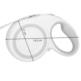 Smycz taśmowa, automatyczna dla psa L - do 50 kg długość: 5 m biała, szara