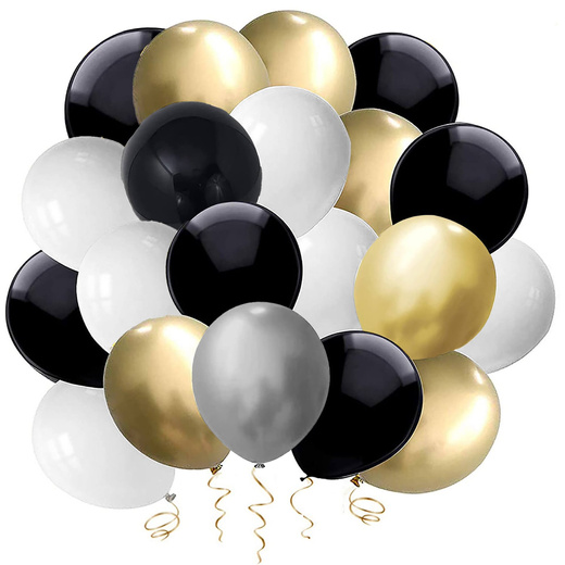 Balony na urodziny 53 szt. dekoracje z napisem happy birthday złoty/czarny/srebrny/biały