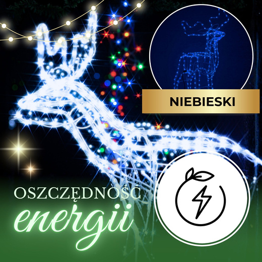 Renifer Led 90 cm świąteczny, świetlna dekoracja do ogrodu niebieski