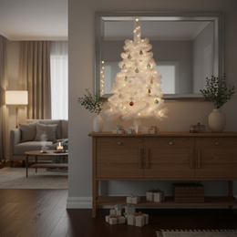 Choinka sztuczna 120 cm jodła biała nowoczesna jak żywa, ze stojakiem