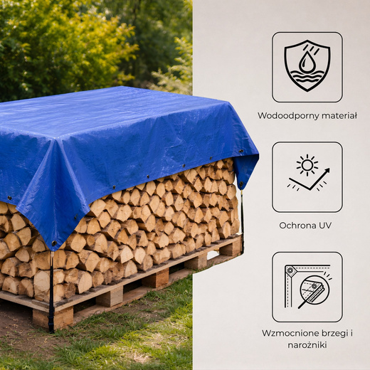 Plandeka 4x4m 60g/m2 gruba płachta ochronna niebieska
