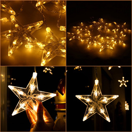 Kurtyna świetlna 70 Led gwiazdki lampki choinkowe wewnętrzne sople ciepły biały