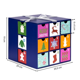 Pudełkowy kalendarz adwentowy z szufladkami 24 szt. do uzupełnienia, dekoracja świąteczna