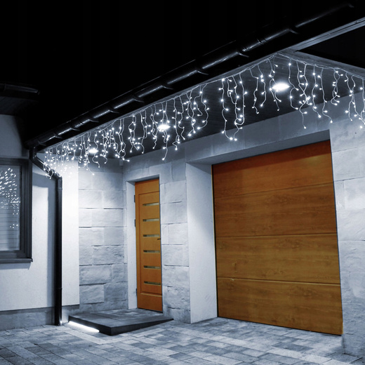 Kurtyna świetlna 1500 led girlanda, lampki wewnętrzno-zewnętrzne sople zimny biały