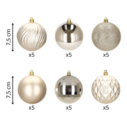 Bombki choinkowe 30 szt. złoty 8cm zestaw choinkowy