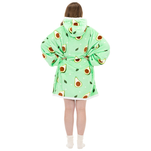 Kocobluza damska oversize koc bluza 2w1 z kapturem ciepła szlafrok futrzak zielony