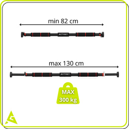 Drążek do podciągania 82-130 cm teleskopowy stalowy mocowany do futryny regulowany