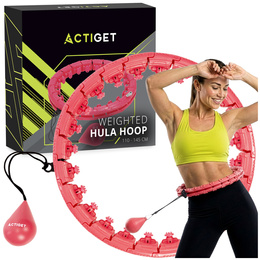 Hula hop z obciążeniem 24 elementy składane, z wypustkami do treningu cardio i fitness, czerwone