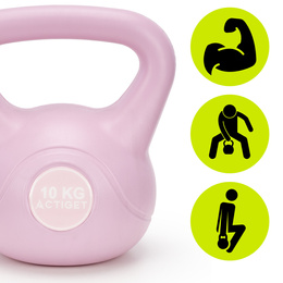 Kettlebell 10 kg odważnik, hantla do ćwiczeń ABS kula do treningu siłowego, różowa