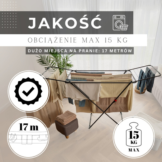 Suszarka na pranie składana 3w1 na ubrania, bieliznę, ze wspornikami na kaloryfer
