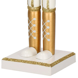 Dziadek do orzechów 38 cm z mieczem, drewniany żołnierzyk kremowo-złoty, figurka świąteczna