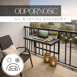 Stół balkonowy, składany 80x37 cm zawieszany na balustradę, czarny