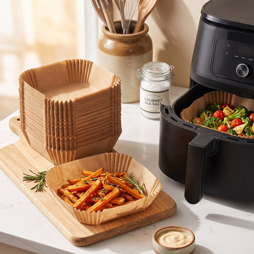 Wkłady papierowe do Airfryer 300 szt. tacki do frytkownicy beztłuszczowej 20x20 cm