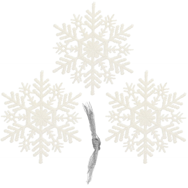 Zawieszka na choinkę śnieżynki 3 szt. ozdoba świąteczna 10,5 cm biały brokat