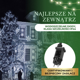 Lampki choinkowe 1000 led zimny biały + flash 50m oświetlenie świąteczne IP44