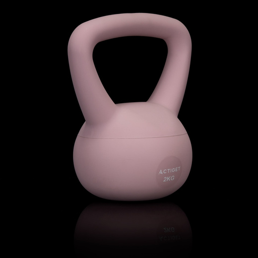 Kettlebell miękki 2kg kula odważnik hantla ciężar do ćwiczeń fitness, jasnoróżowy