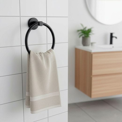 Wieszak na ręczniki, łazienkowy okrągły, uchwyt na ręczniki, czarny