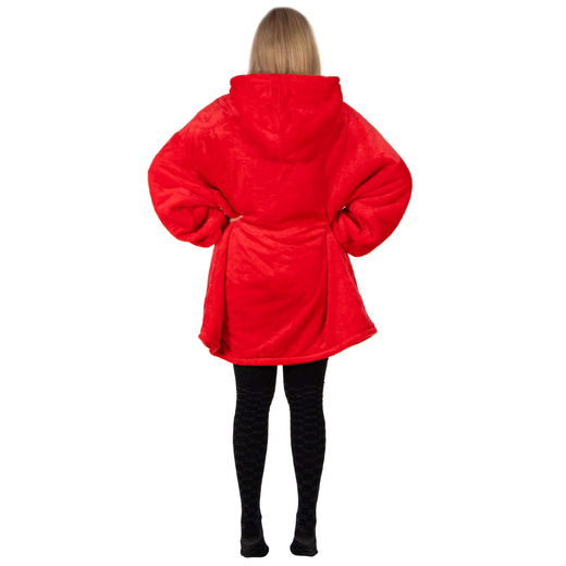 Kocobluza damska męska oversize koc bluza 2w1 z kapturem XXL ciepła czerwone