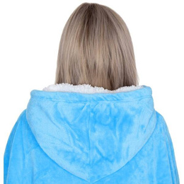 Kocobluza damska męska oversize koc bluza 2w1 z kapturem XXL ciepła morski niebieski