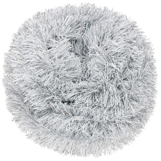 Łańcuch na choinkę 6m srebrny, girlanda choinkowa, średnica 7cm
