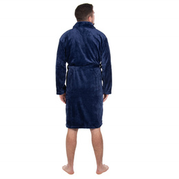 Szlafrok męski z polaru rozm. L/XL z paskiem granatowy
