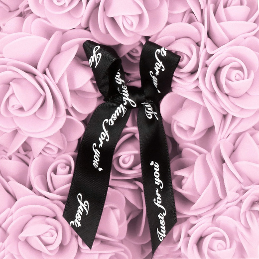 Miś z płatków róż różowy 22 cm rose bear z lampkami LED biały ciepły